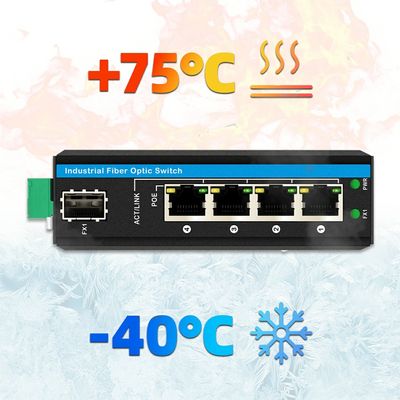 Conmutador PoE Gigabit de 5 puertos para exteriores, mini conmutador industrial de fibra, conmutador de carril DIN IP40