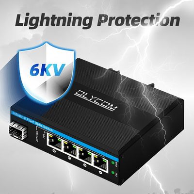 Conmutador PoE Gigabit de 5 puertos para exteriores, mini conmutador industrial de fibra, conmutador de carril DIN IP40