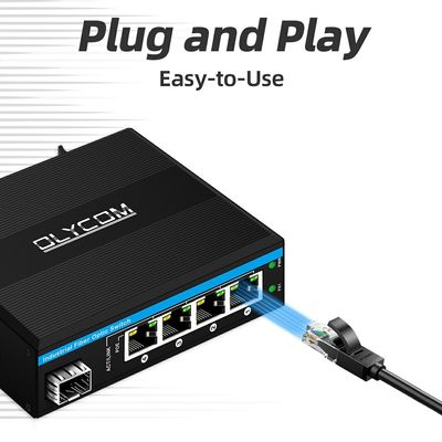 Conmutador PoE Gigabit de 5 puertos para exteriores, mini conmutador industrial de fibra, conmutador de carril DIN IP40