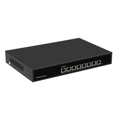 8 puertos 10G Ethernet Switch velocidad de detección automática no administrada entrada AC única sin ventilador