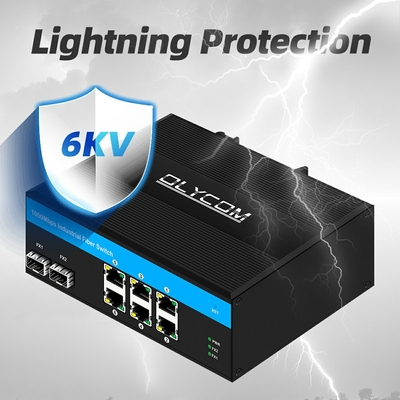 8 puertos gigabit interruptor no administrado interruptor Ethernet POE interruptor DC48V din interruptor de red ferroviaria