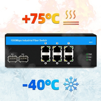 8 puertos gigabit interruptor no administrado interruptor Ethernet POE interruptor DC48V din interruptor de red ferroviaria
