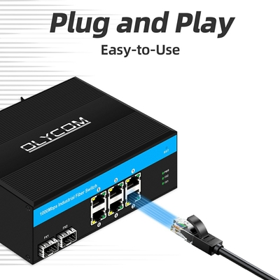 8 puertos gigabit interruptor no administrado interruptor Ethernet POE interruptor DC48V din interruptor de red ferroviaria