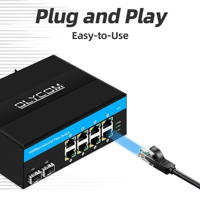 Interruptor de puerto Gigabit 8 PoE no administrado 6 x Puertos Gigabit PoE + 2 x 1.25G Puertos de fibra SFP 240W para uso al aire libre