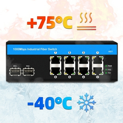 Interruptor de puerto Gigabit 8 PoE no administrado 6 x Puertos Gigabit PoE + 2 x 1.25G Puertos de fibra SFP 240W para uso al aire libre