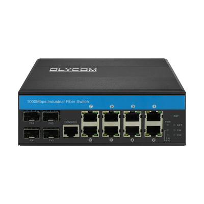 Interruptor administrado Gigabit con 12 puertos de Ethernet 4SFP+8RJ45 DIN-Rail entrada de potencia dual