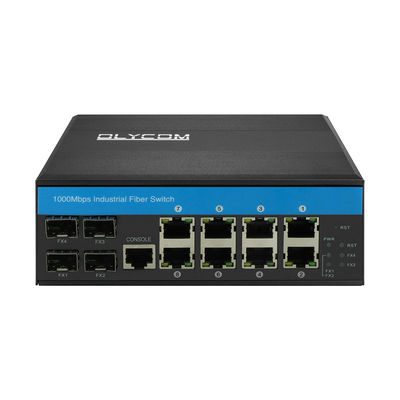 Interruptor administrado Gigabit con 12 puertos de Ethernet 4SFP+8RJ45 DIN-Rail entrada de potencia dual