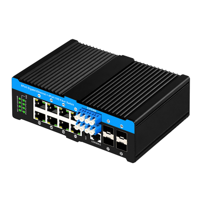 12 puertos 10G L2/L3 conmutador POE+ administrado conmutador óptico de derivación 4*10G sfp +8 RJ45 conmutador Ethernet din-rail