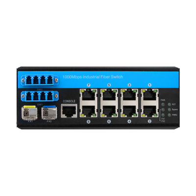 8 puertos de desvío de control de Ethernet Switch 2.5G Protección óptica de fibra industrial DIN montado