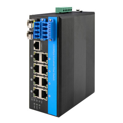 8 puertos de desvío de control de Ethernet Switch 2.5G Protección óptica de fibra industrial DIN montado