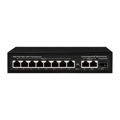 Interruptor PoE de alcance extendido de 8 puertos 10/100M con consumo de 120W/150W y cobertura de 250m