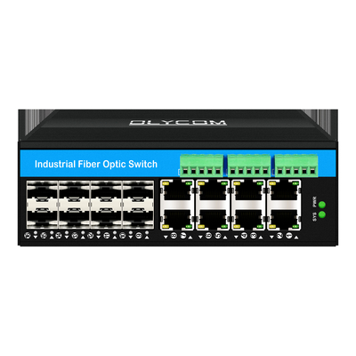 Interruptor de red Din-rail administrado con 16 puertos Gigabit Poe 8RJ45+8SFP con 4*RS485+2*CAN BUS