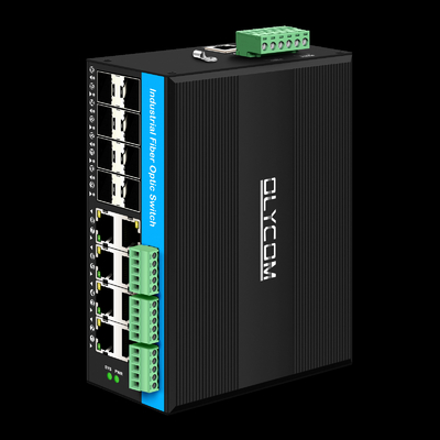 Interruptor de red Din-rail administrado con 16 puertos Gigabit Poe 8RJ45+8SFP con 4*RS485+2*CAN BUS