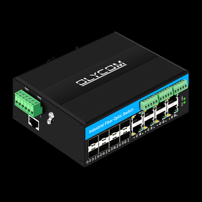 Interruptor de red Din-rail administrado con 16 puertos Gigabit Poe 8RJ45+8SFP con 4*RS485+2*CAN BUS