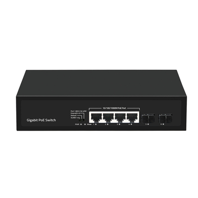 4 puertos Gigabit SFP Fiber PoE Switch 60W Budget con extensión de 250 metros de VLAN