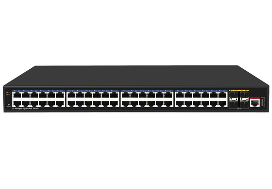 48 puertos 10G Poe Switch L3 Switches Ethernet administrados con puertos Poe de 48 * gigabit + 4 * 10G Sfp + puertos