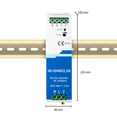 Adaptador de energía industrial de 120W 48V 2.5A Din Rail Input AC/DC amplio CE UL Listado