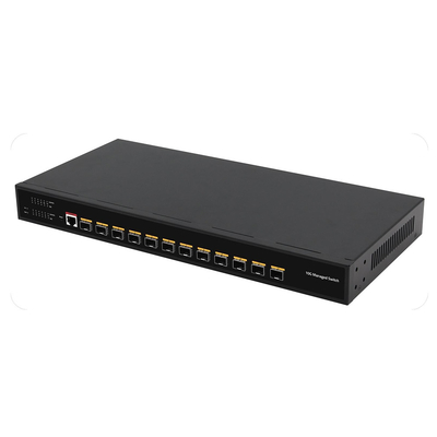 10G Fibra L3 Interruptor administrado 12 puertos Puertos ópticos completos Consola Entrada de CA gestionable
