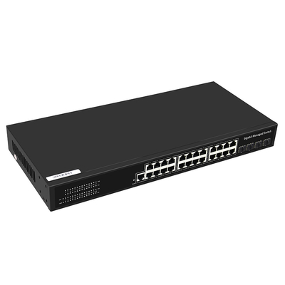 24 puertos Gigabit Switch administrado con 1G Fiber Uplink Layer 2 de grado comercial administrado