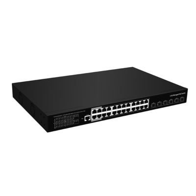 24 puertos 2.5G PoE Switch 10G Fibra Uplink L3 Ethernet administrado 400W Ingreso de CA de presupuesto