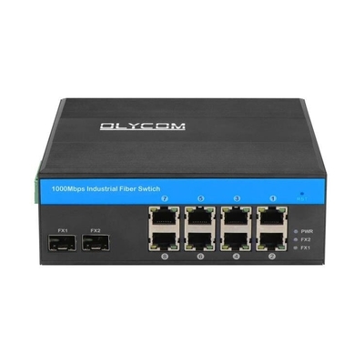 Puerto 10 Gigabit Interruptor de red industrial SFP Fibra Uplink Din Rail no gestionado