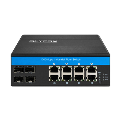 Interruptor industrial de Ethernet de 8 puertos gigabit POE 4SFP+8RJ45 DC48V Entrada de potencia doble