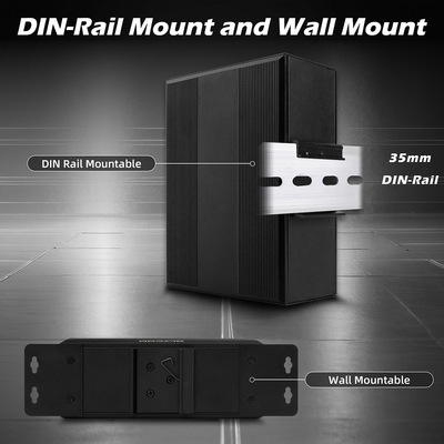 Interruptor industrial de Ethernet de 8 puertos gigabit POE 4SFP+8RJ45 DC48V Entrada de potencia doble