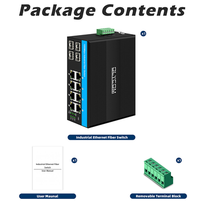 Interruptor industrial de Ethernet de 8 puertos gigabit POE 4SFP+8RJ45 DC48V Entrada de potencia doble
