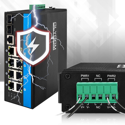 8 puertos con interruptor Ethernet industrial capa 2 con interruptor administrado DC12/24/48V Entrada de potencia doble