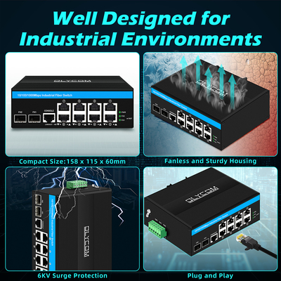 8 puertos Gigabit Managed Poe Switch Interruptor Ethernet industrial con 2SFP+8 RJ45