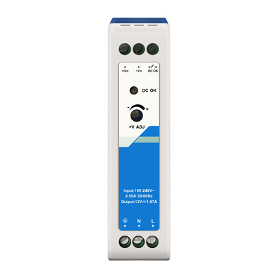 12V Din Fuente de alimentación de plástico 1.67A 20W AC/DC Entrada CE UL Lista de grado industrial