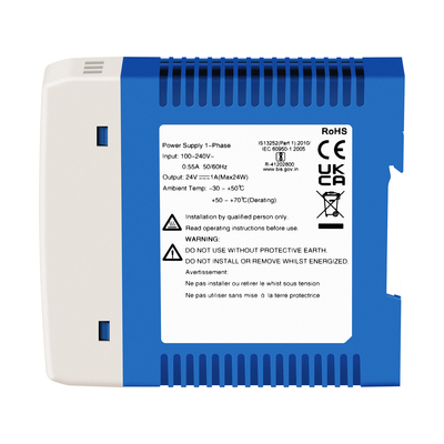 Adaptador de energía industrial de 24 V CE UL Lista 1A Salida AC/DC con doble entrada DIN Rail