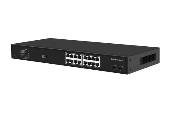 16 puertos Gigabit Ethernet Switch Af/at Poe Switch AC 100-240V Entrada de energía