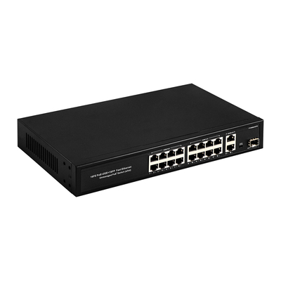 16 puertos Gigabit Poe Switch Interruptor de red de fibra extendido 250m 300W