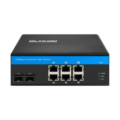 8 puertos Ethernet rápido con interruptor de red industrial no administrado SFP Fibra Din Rail montado CE