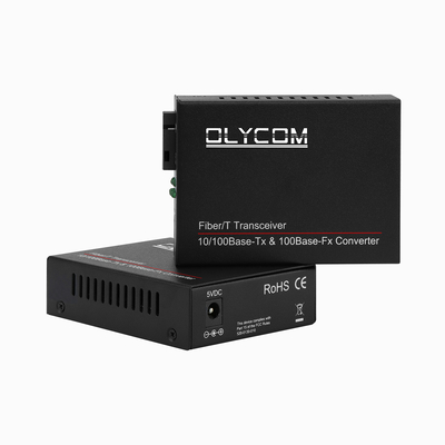 Convertidor de Ethernet de fibra óptica rápida 10/100M Transceptor bidireccional de modo único SC a RJ45 20 km