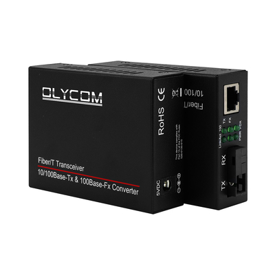 Convertidor de Ethernet de fibra óptica rápida 10/100M Transceptor bidireccional de modo único SC a RJ45 20 km