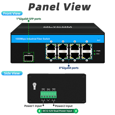 8 puertos conmutador Gigabit Industrial Ethernet conmutador IP40 OEM fábrica