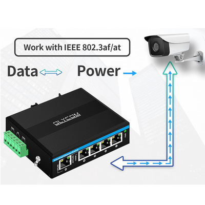 Interruptor PoE con energía solar o de batería de 4 puertos Gigabit de red dual 12V/24V/48VDC entrada CE