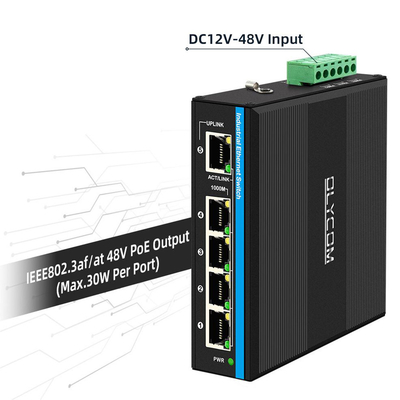 Interruptor PoE con energía solar o de batería de 4 puertos Gigabit de red dual 12V/24V/48VDC entrada CE