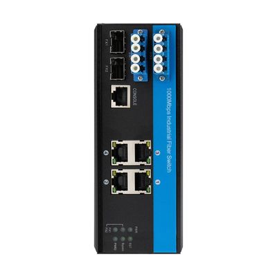 Switch Ethernet Industrial Gestionado con Función de Bypass D2*2B Conector SM LC Grado de Protección IP40 para Protección de Línea Óptica