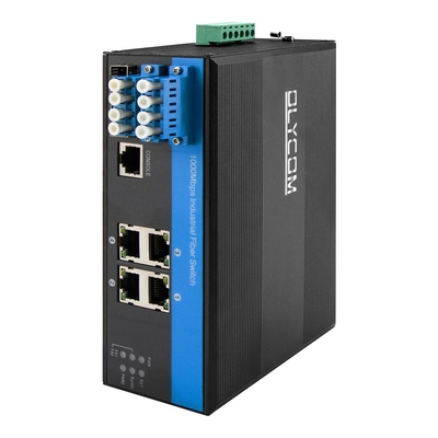 Interruptor industrial gestionado L2 con función bypass 2*2B con conector SM LC para protección de línea óptica