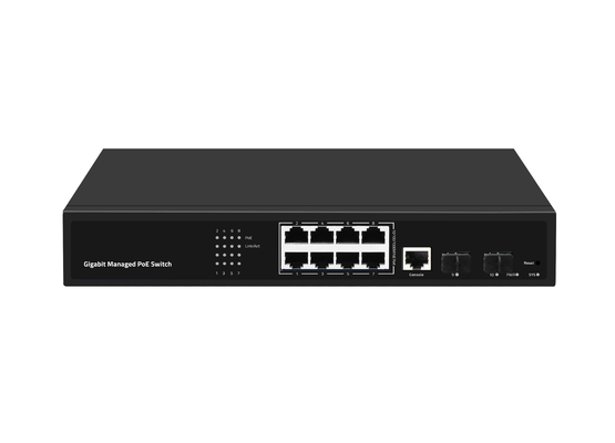 Conmutador PoE de 8 puertos Gigabit gestionado, conmutador de fibra ethernet, 120W, entrada AC100-240V