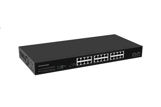 Switch Ethernet 2.5G de 24 puertos, Switch Ethernet de fibra 10G de escritorio, 24 puertos RJ45 de 10/100/1000/2500M + 2 puertos SFP+ de 10G