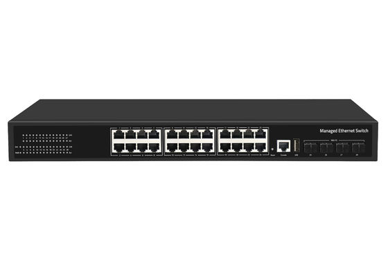 Precio de fábrica 10G conmutador 24 puertos Ethernet Fibra conmutador de escritorio L3 conmutador de red administrado AC100-240V 1U Rack