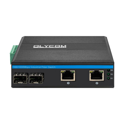 Interruptor POE industrial con 2 puertos SFP + 2 RJ45 6KV de protección contra sobretensiones y entrada de energía DC48V para uso al aire libre