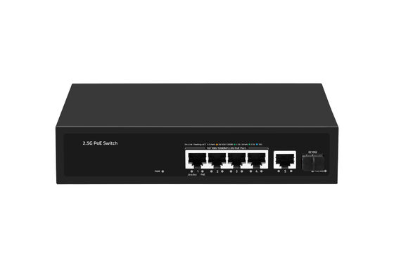 4 puertos 2.5G PoE Switch con 10G SFP Uplink Multi-Gigabit Ethernet AC Input sin ventilador