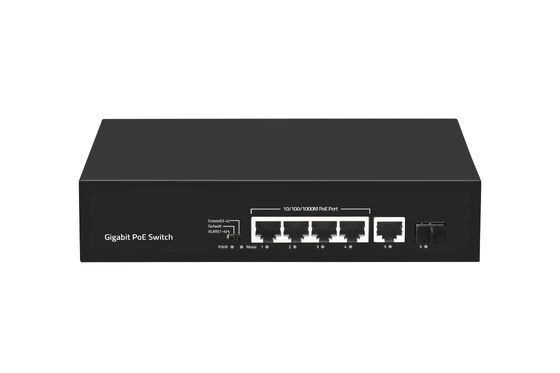 Switch PoE de 4 puertos Gigabit 65W, switch de red de fibra para empresas