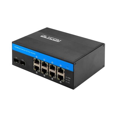 Interruptor de fibra industrial Gigabit 8 puertos SFP Uplink 1G Red Downlink CE DIN montado