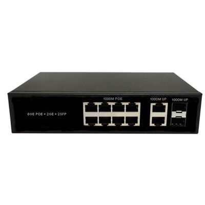 8 puertos de Fibra Óptica PoE Switch Gigabit SFP/RJ45 Uplinks AC220V 120W/150W Sin ventilador de presupuesto